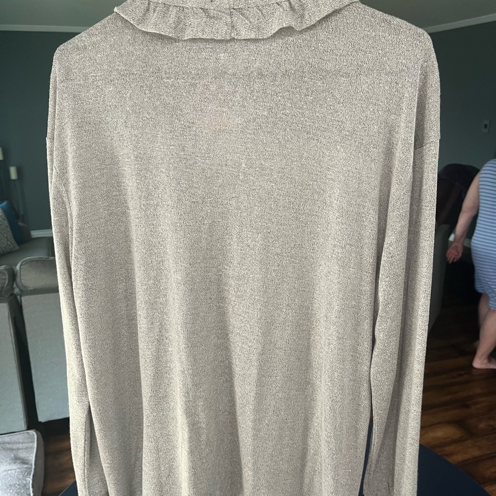 Women's Gray Ruffle Sweater - Picture 2 of 3